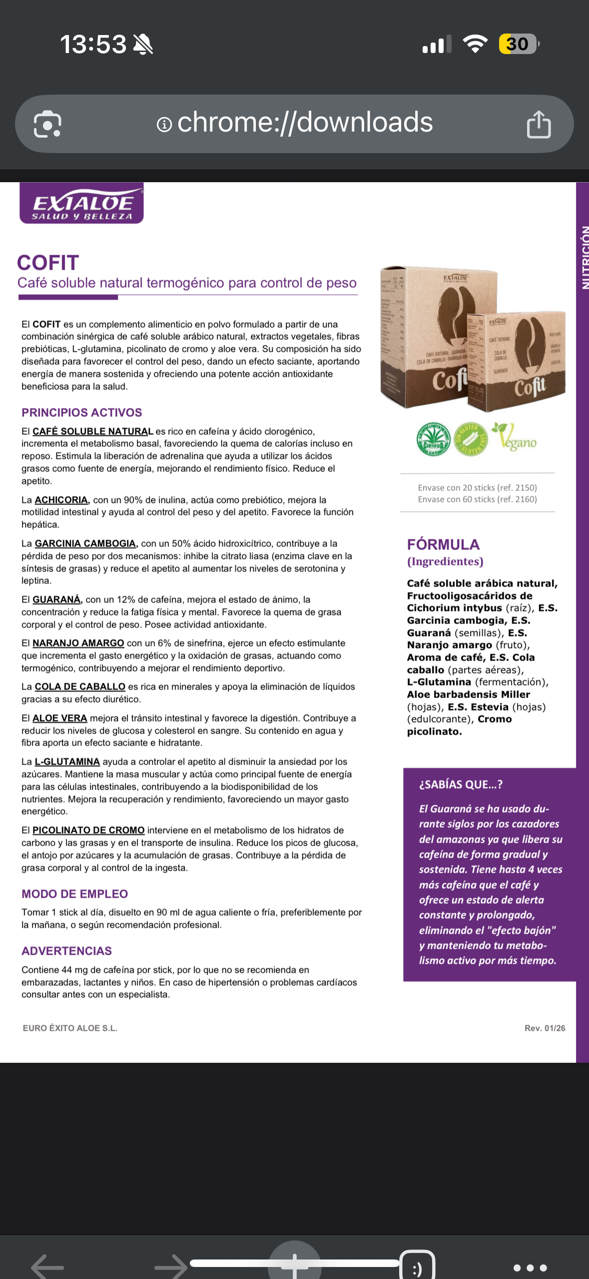 Cofit - quema grasas - saciante-20 Sticks