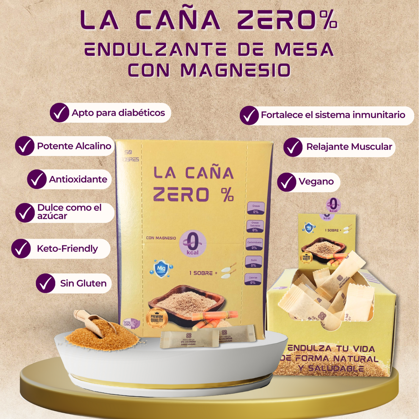 La Caña Zero %  - 25 UNIDADES -ENDULZANTE APTO PARA DIABETICOS- ARTABRIA